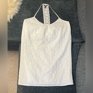 Buffalo David Bitton White Lace Halter with Crochet Back